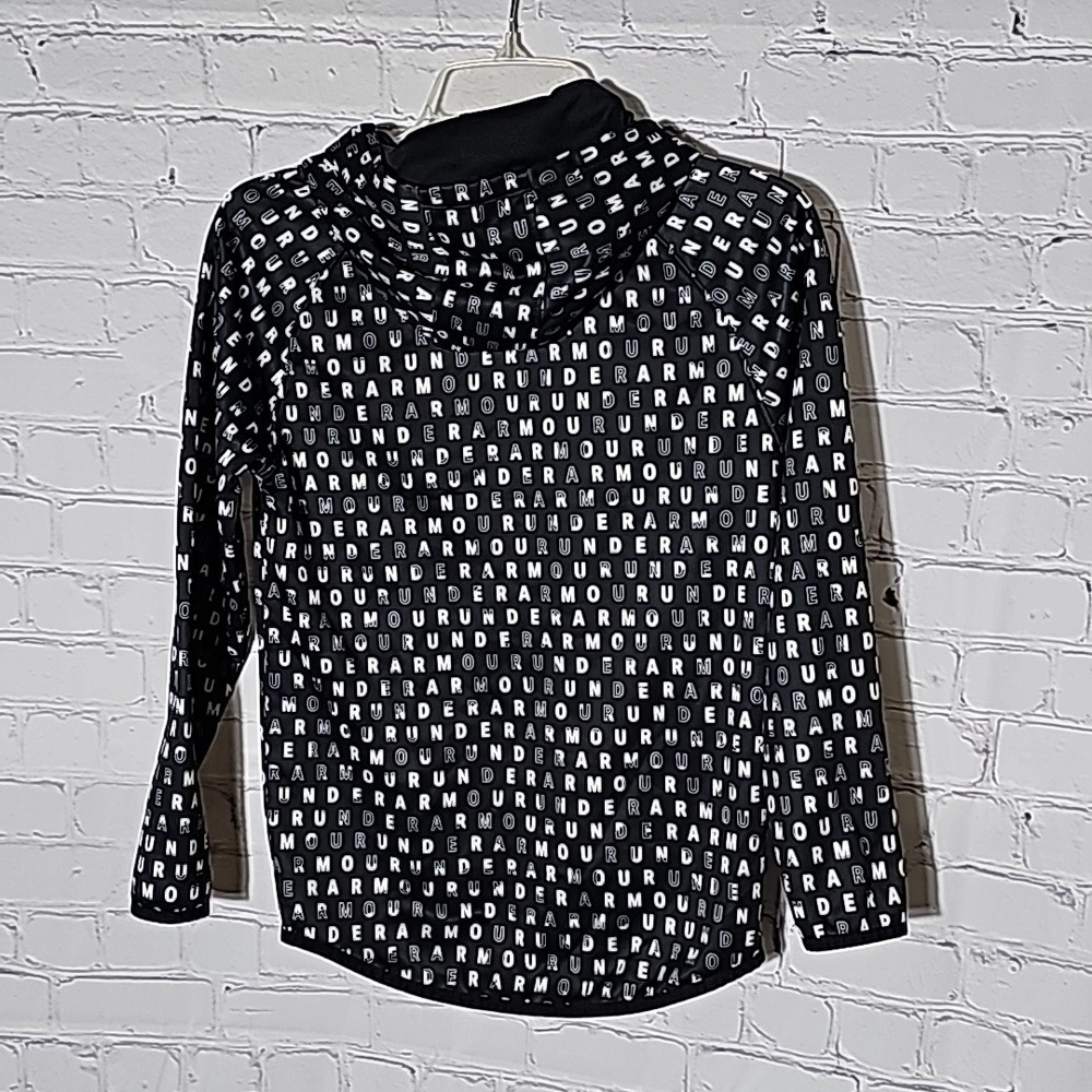 Under Armour girls hoodie metallic logo sz large black and white sweatshirt K31 - Picture 4 of 6